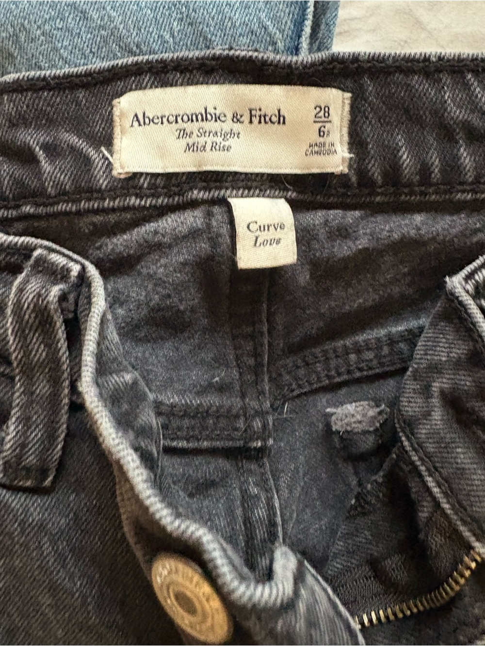 Abercrombie & Fitch Black Straight Leg Mid-Rise Jeans- curve love